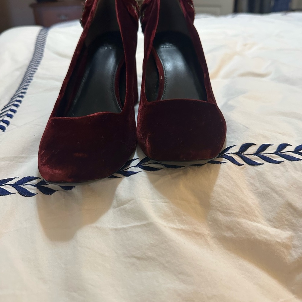 Tory Burch Velvet Burgundy Heels